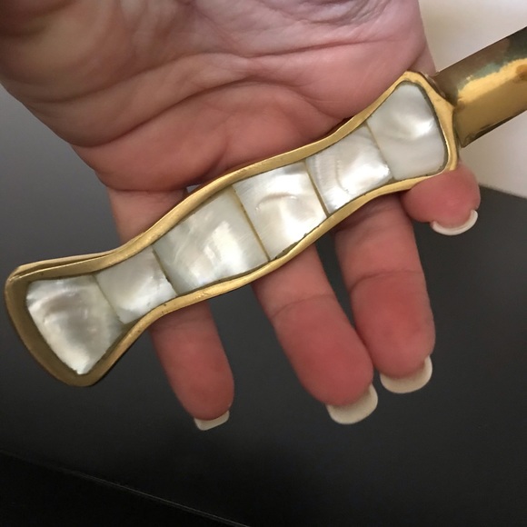 RARE Mother Of Pearl Brass Letter Opener - Picture 6 of 6